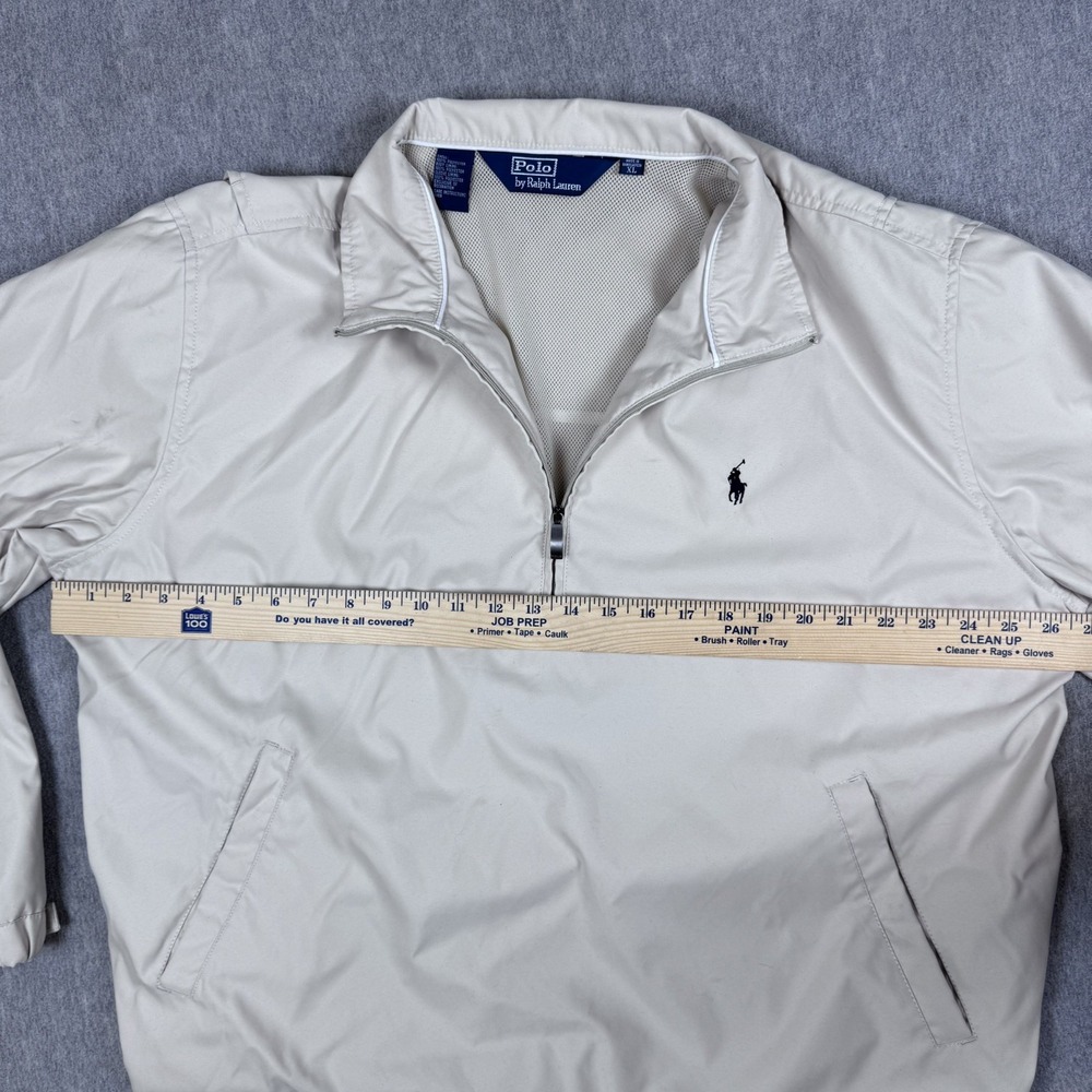Polo Ralph Lauren 1/4 Zip Pullover Jacket Mens XL Beige Mesh Lined Windbreaker - Picture 7 of 12